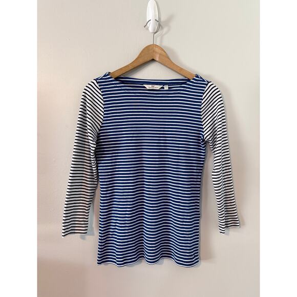 VINEYARD VINES blue navy white striped nautical boatneck 3/4 sleeve top shirt - Picture 2 of 9